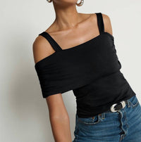 Nation LTD Tamaira Top in jet black - women's blouse - detail view