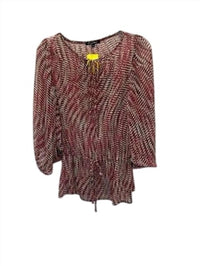 Cheryl Nash Women Mosaic Scarf Blouse in wine beige - women's blouse