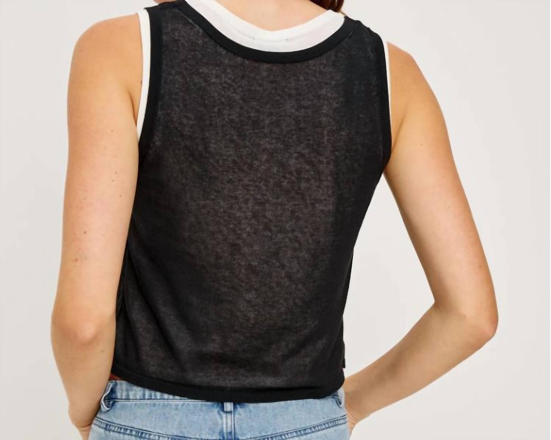 Rails Kelly Layered Tank in black ivory - women's shirt - detail view