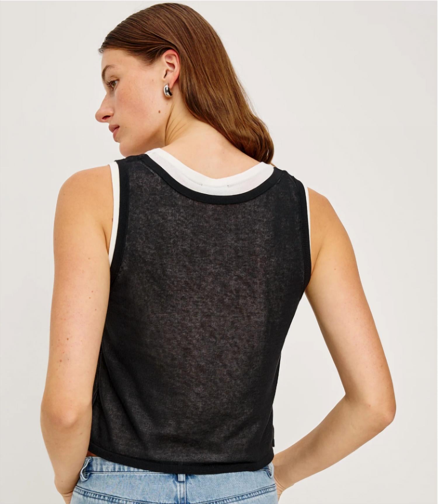 Rails Kelly Layered Tank in black ivory - women's shirt - alternate view