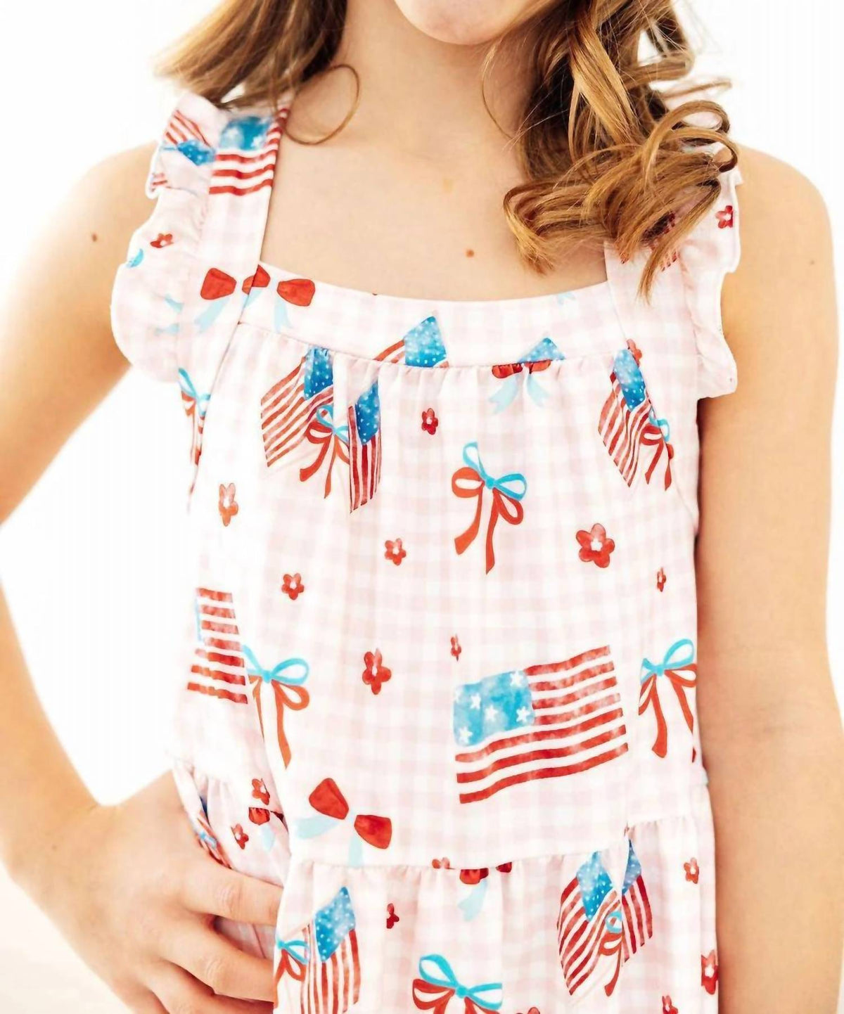 Mila & Rose - Fancy Flags Ruffle Cross Back Dress