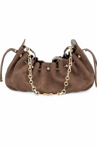 Bc Handbags - Faux Suede Bag with Adjustable Closure Detail