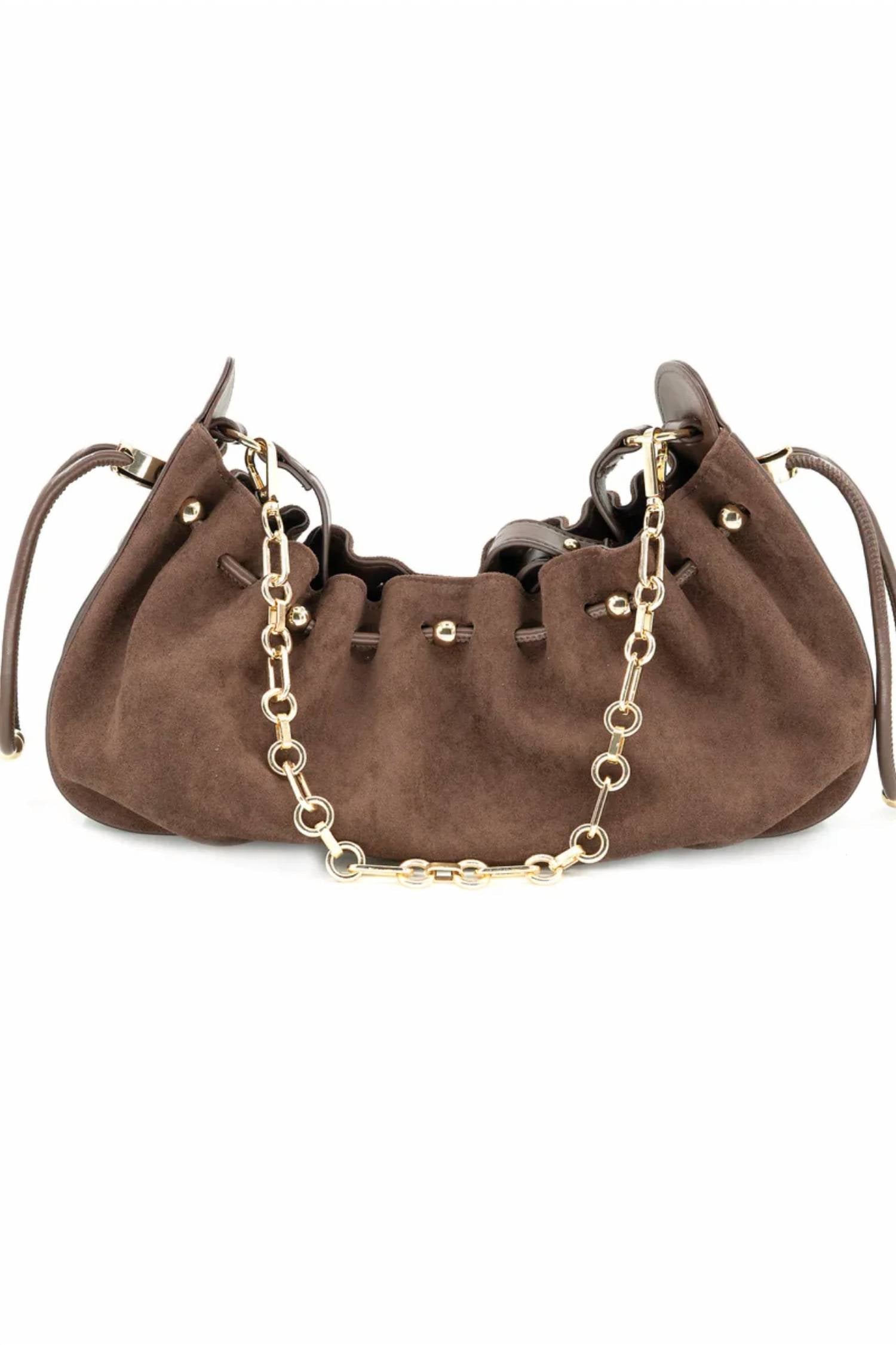 Bc Handbags - Faux Suede Bag with Adjustable Closure Detail
