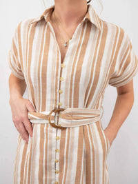 Fate - Linen Belted Shirt Maxi Dress