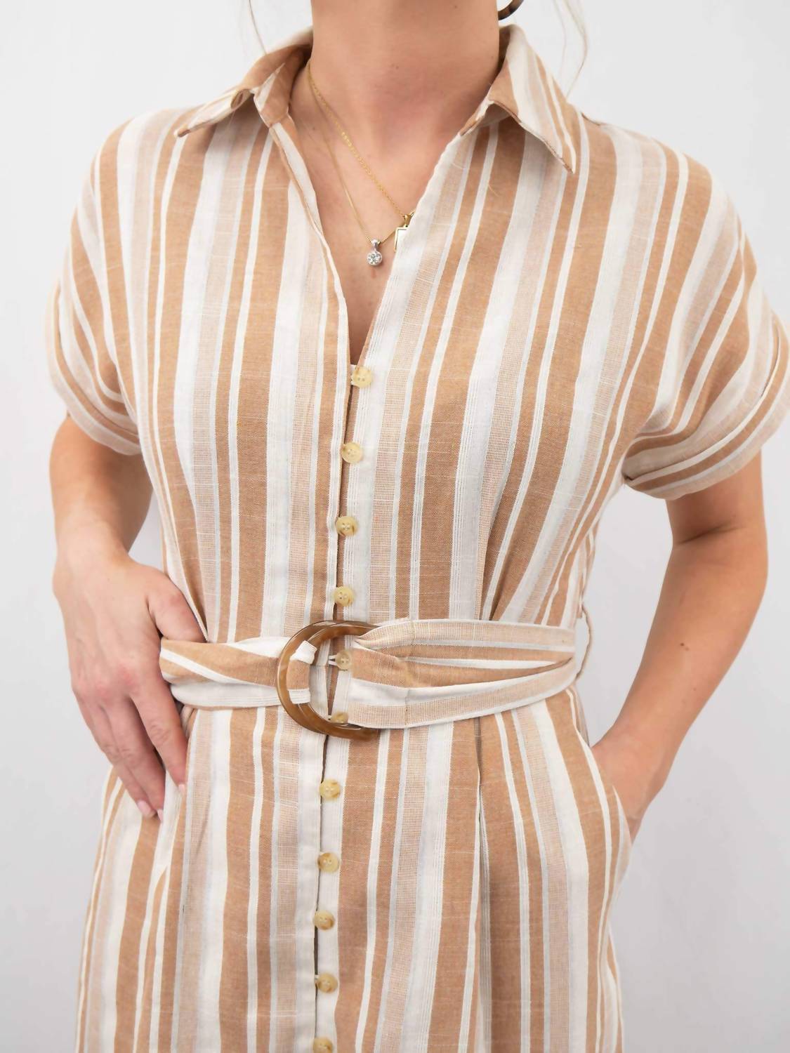 Fate - Linen Belted Shirt Maxi Dress