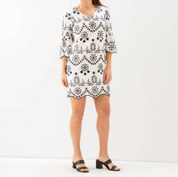 Karen Kane - Flare Sleeve Embroidered Dress
