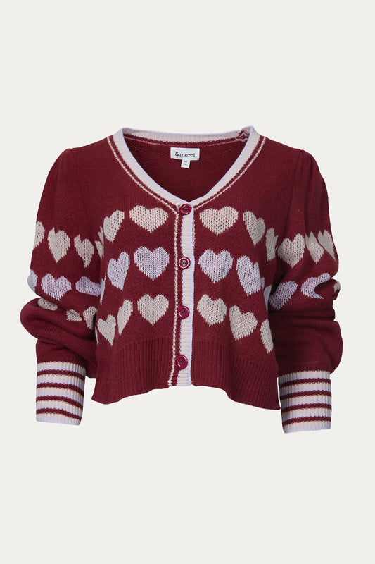HEART BUTTON-FRONT CARDIGAN