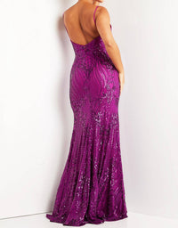 JOVANI Sequin Embellished Backless Dress in purple - women's dress - detail view
