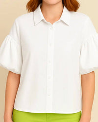 Pine Apparel - Puff Sleeve Button Front Top