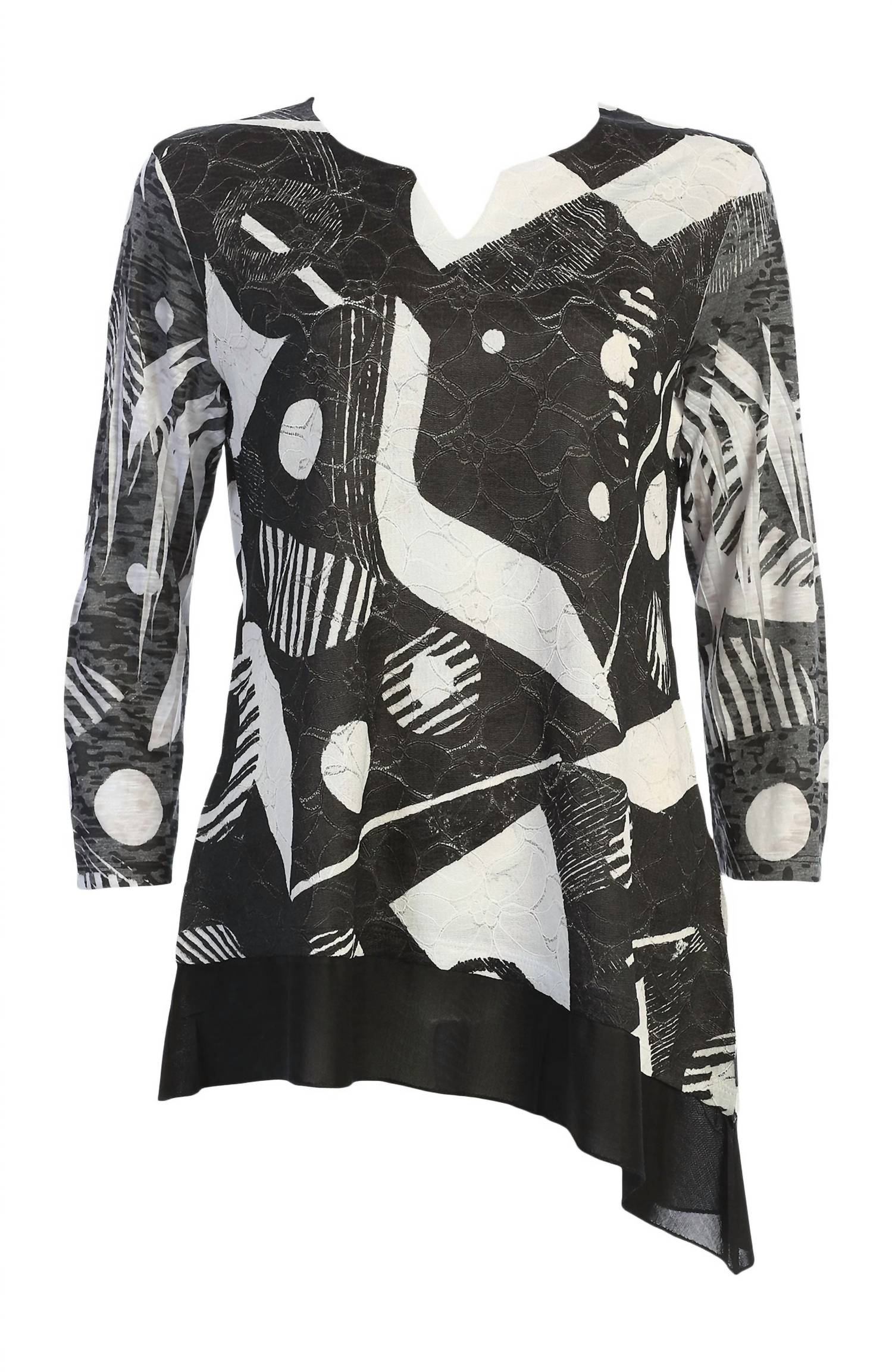 Jess & Jane - Women's Geonelle Lace Asymmetric Tunic Top