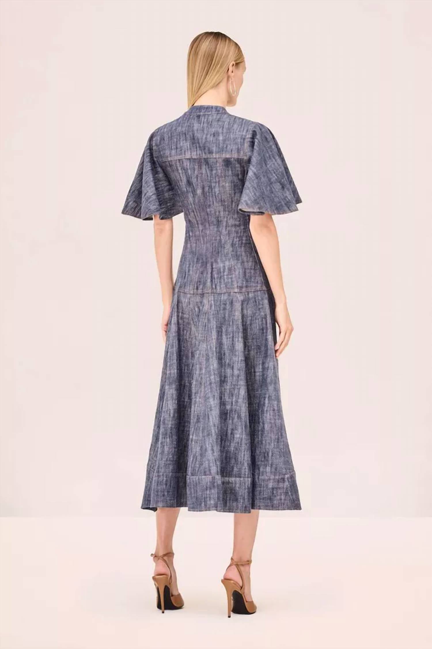 ALEXIS Weston Midi Dress in denim - women's dress - detail view