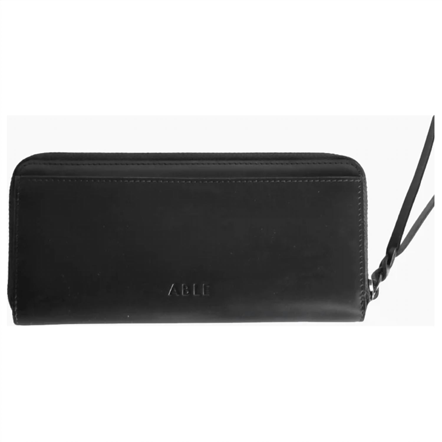 ABLE Women's Large Zip Around Wallet in black - women's bag