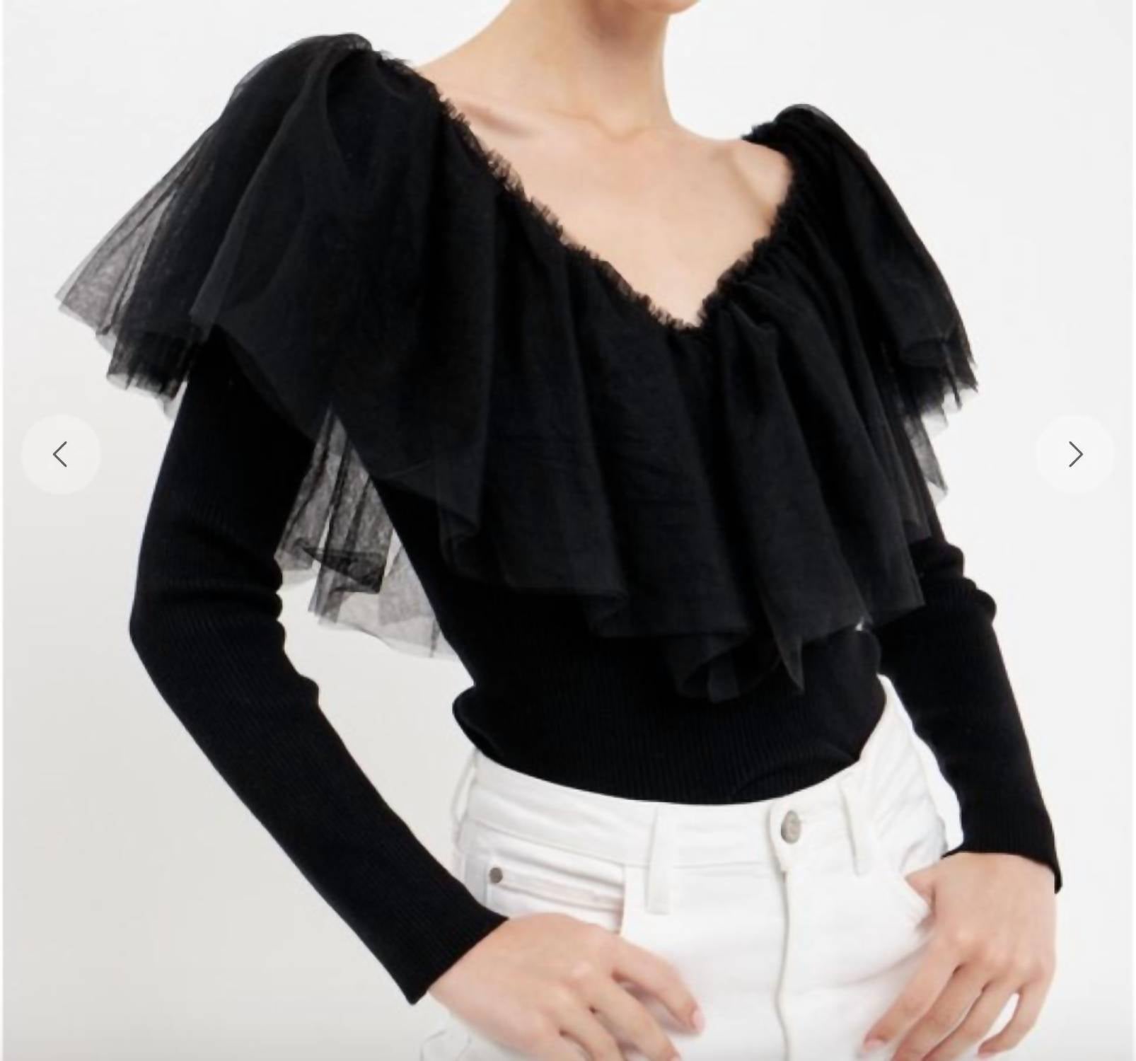 Endless Rose - Mixed Media Mesh Ruffle Top