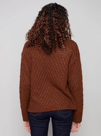 Charlie B - Cowl Neck Sweater With Diagonal Cable