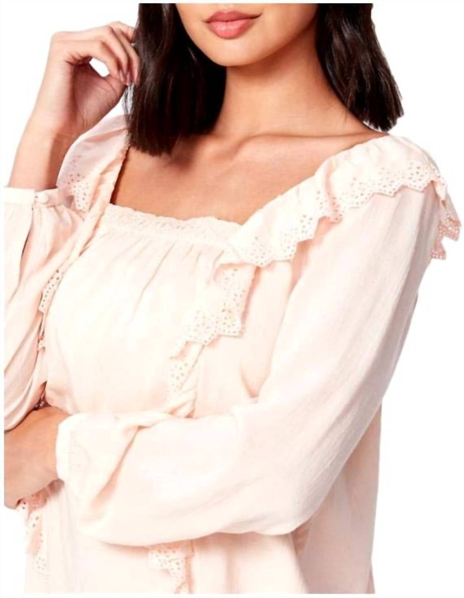 Paige - Brylen Squareneck Eyelet Ruffle Top