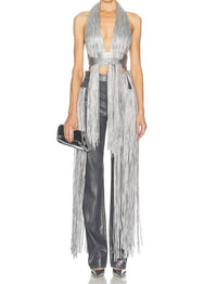 Area - Metallic Fringe Straight Leg Jean
