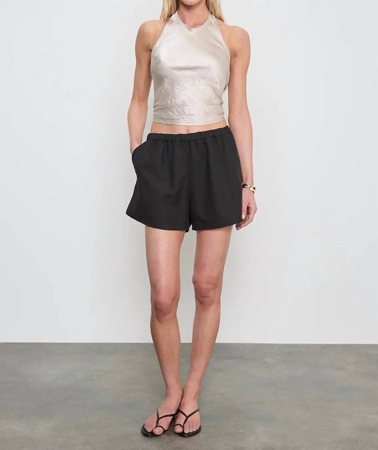 Enza Costa - Textured Satin Halter Scarf Top