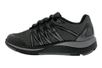 DREW Women's Balance Comfort Sneaker in black mesh combo - women's sneaker - detail view