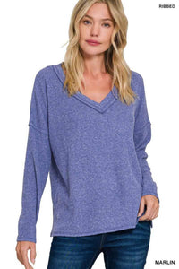 42Pops - Ribbed V Neck Drop Shoulder Sweater