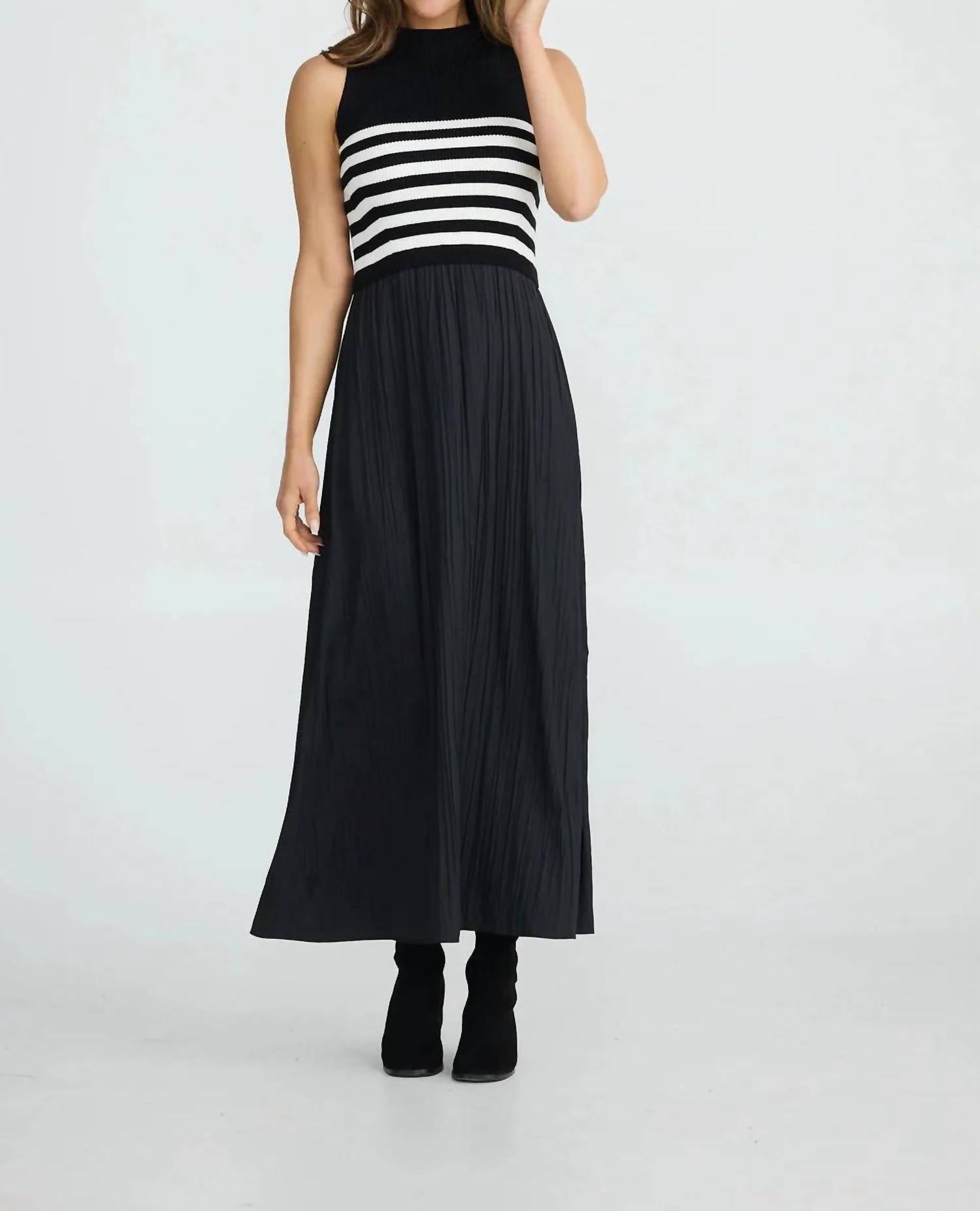 Brave + True Gabriel Sleeveless Mixed Media Dress in black - women's dress