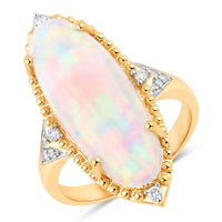 Diana M Jewels Women's Oval Natural Ethiopian Opal Fashion Ring (5.52 Ct) - Elegant in 14k yellow gold - women's jewelry