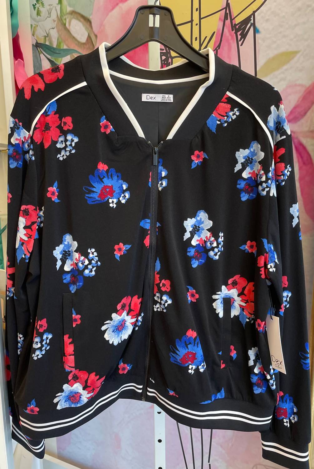 Dex Zip Up Floral Jacket - Plus in pattern - women's jacket - alternate view