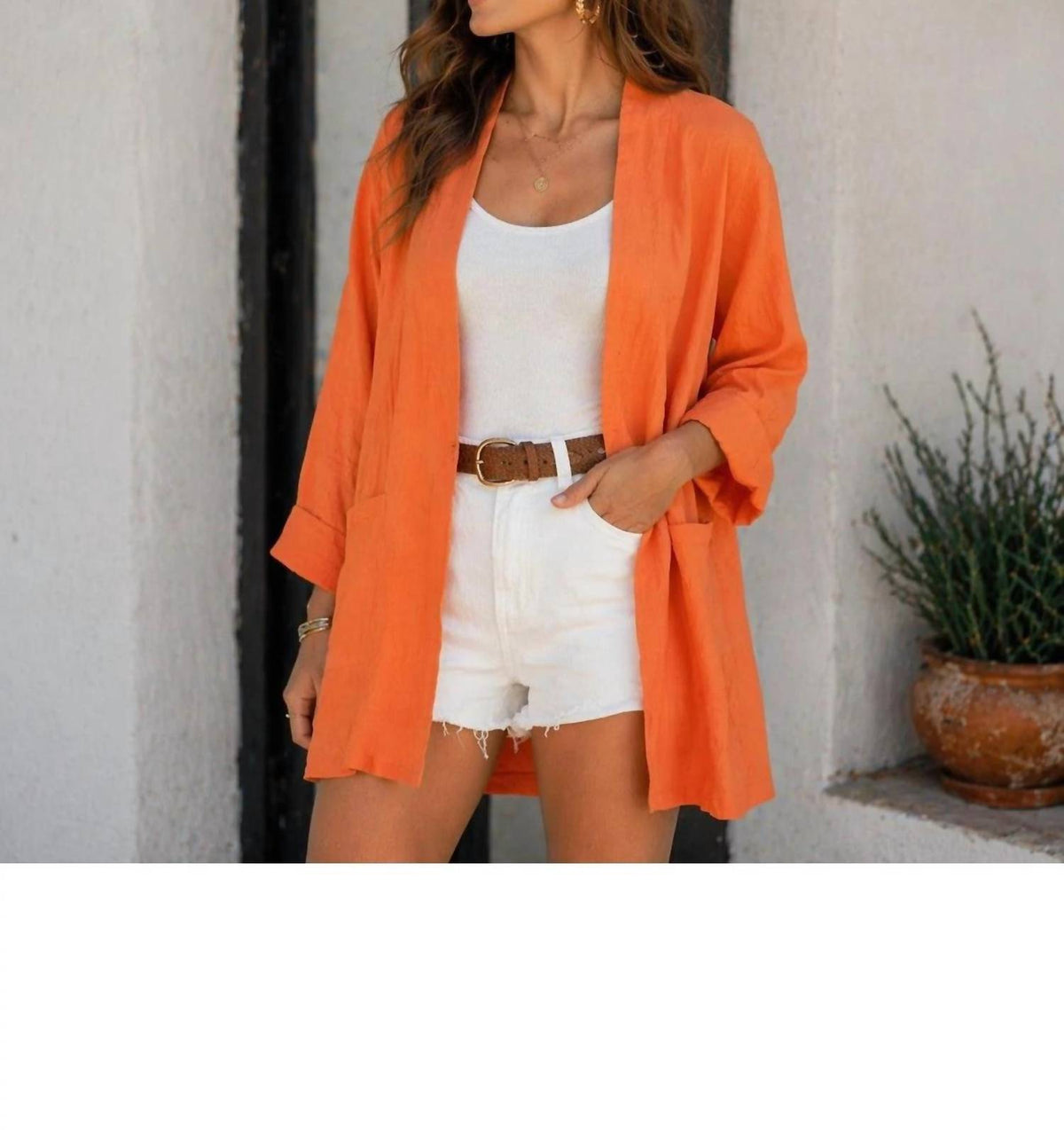 Tempo Paris - Linen Oversized One Button Jacket