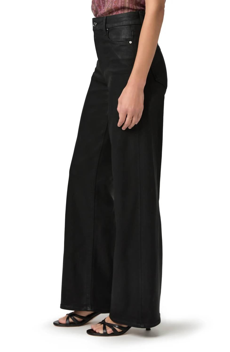 Paige - Anessa Coated High Waist Wide Leg Jeans