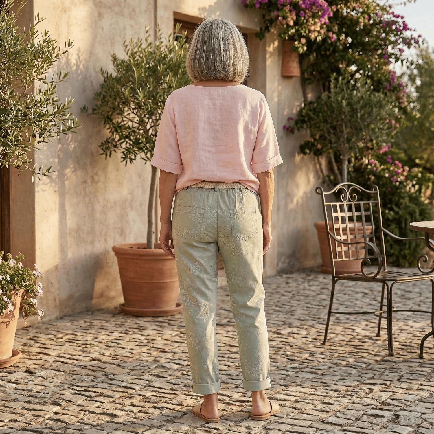 Made In Italy - Softly Floral Tulip Cut Italian Magic Pants