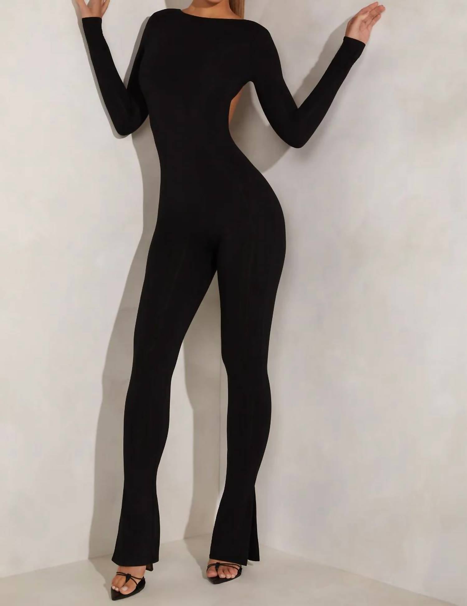 Oh Polly - Rumer High Neck Open Back Jumpsuit