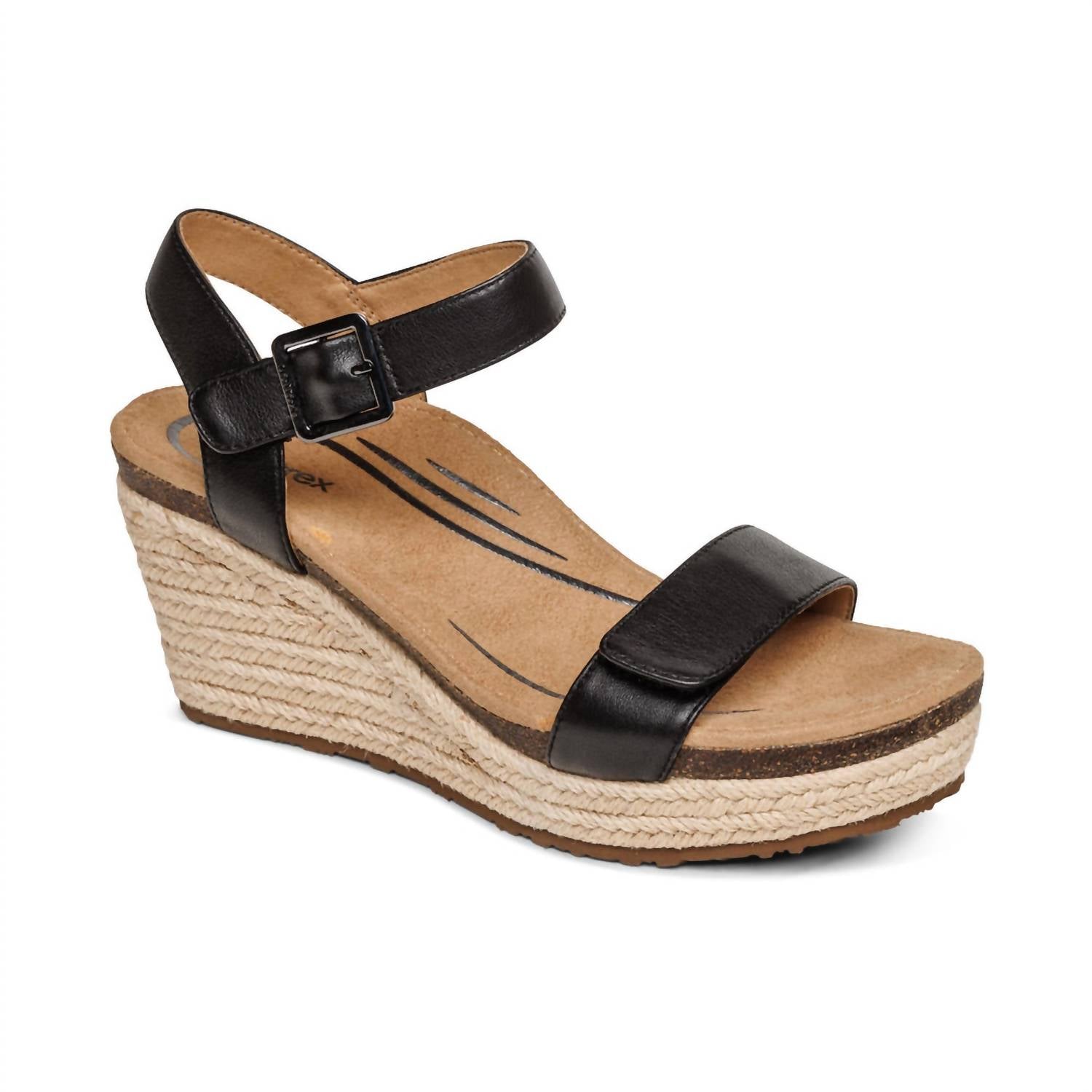 Aetrex - Women's Sydney Espadrille Quarter Strap Wedge Sandals