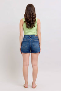 Judy Blue High Waist Double Button Waistband Shorts in blue - women's shorts - view 6