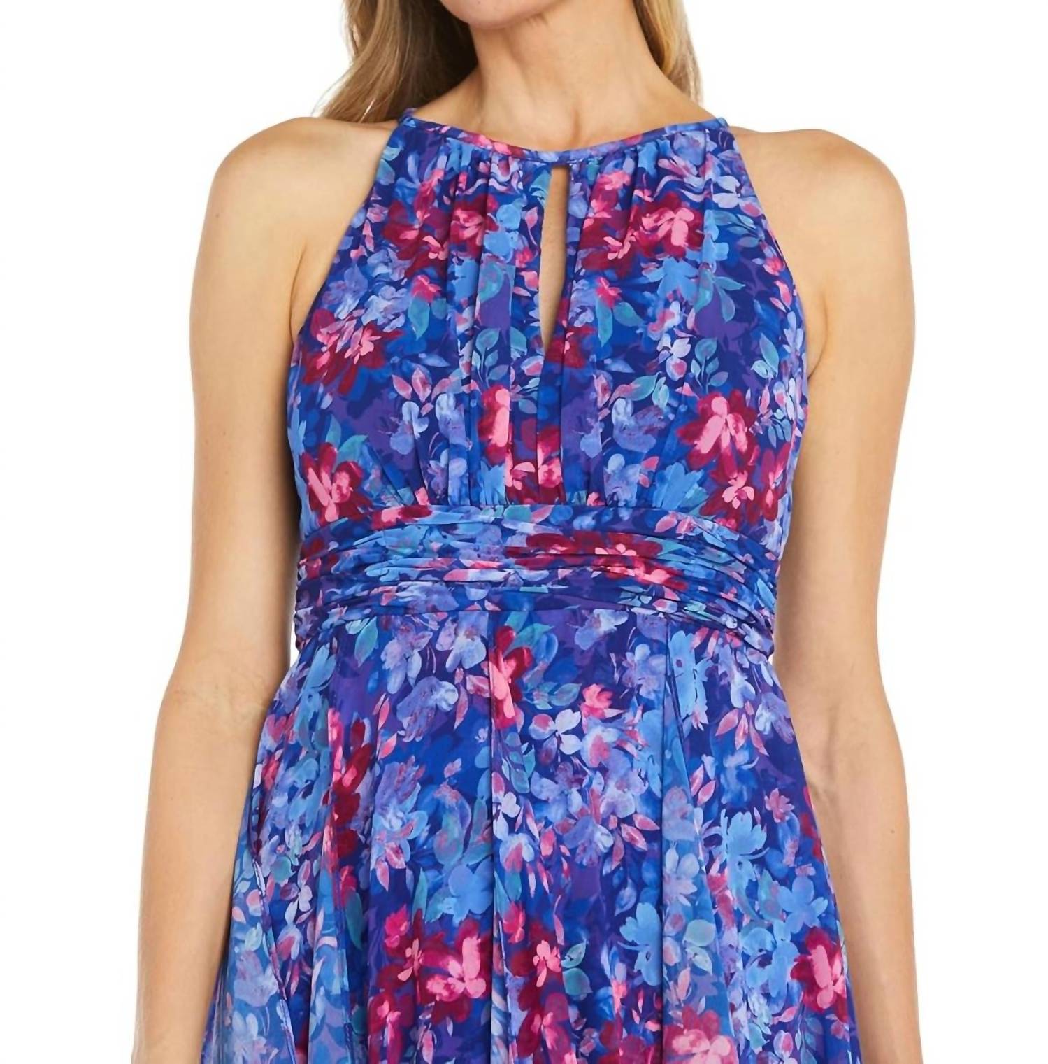 R&M Richards - Long Floral Printed Chiffon Daytime Dress