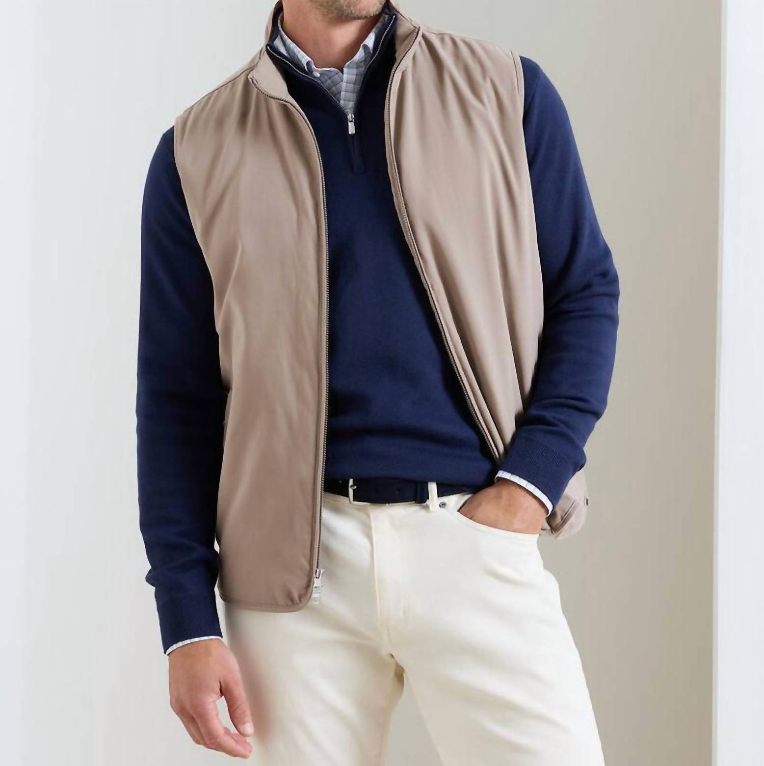 PETER MILLAR Bleecker Vest in biscotti - men's jacket