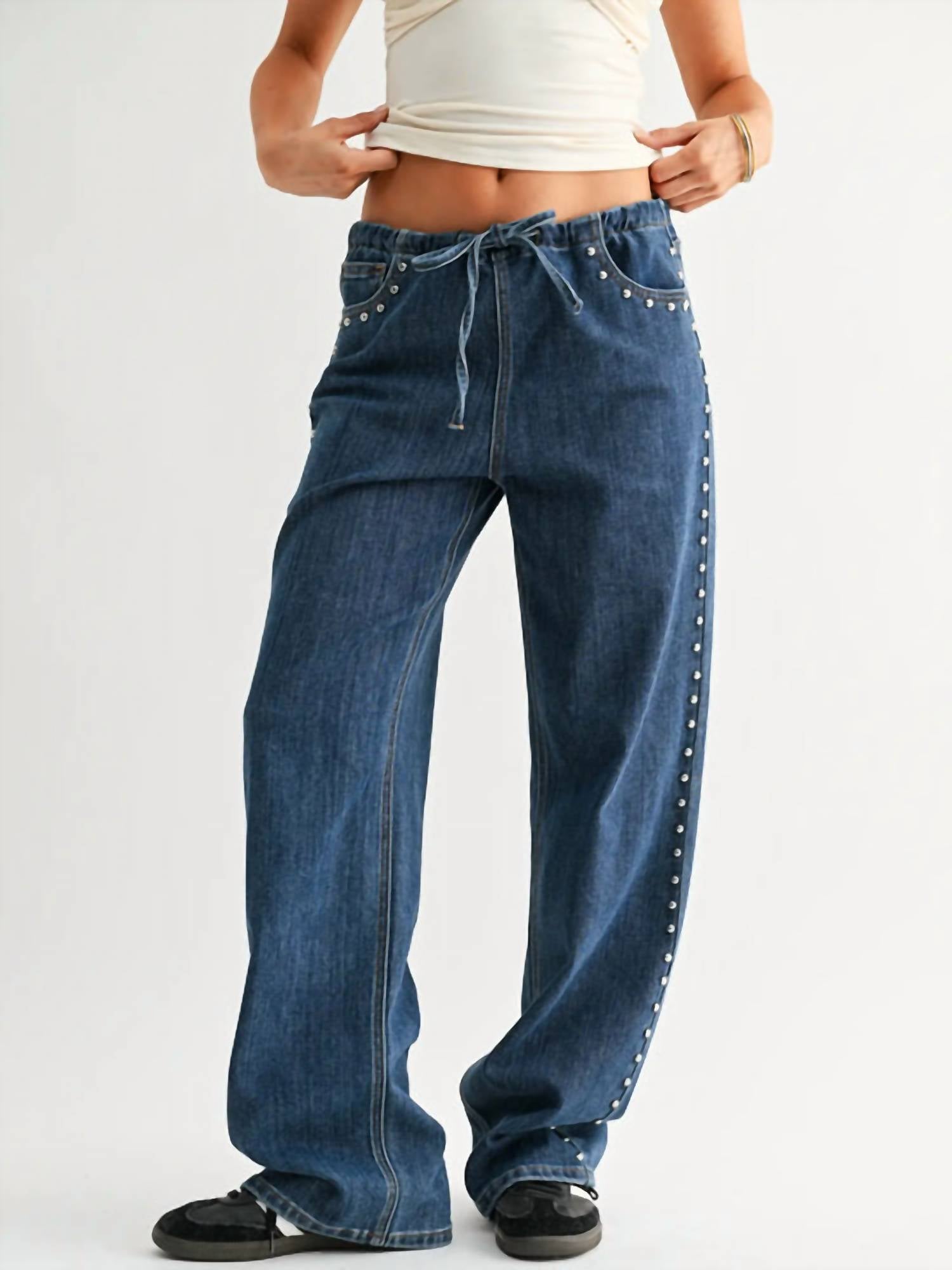 Jbd. - Libby Studded Drawstring Wide Leg Jeans