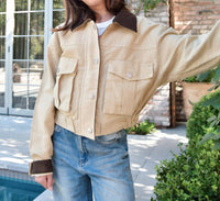 8apart Junior Women's Korey Cropped Jacket in khaki - women's jacket