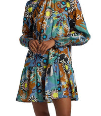 Marie Oliver Irena Floral Minidress in oasis - women's dress - detail view