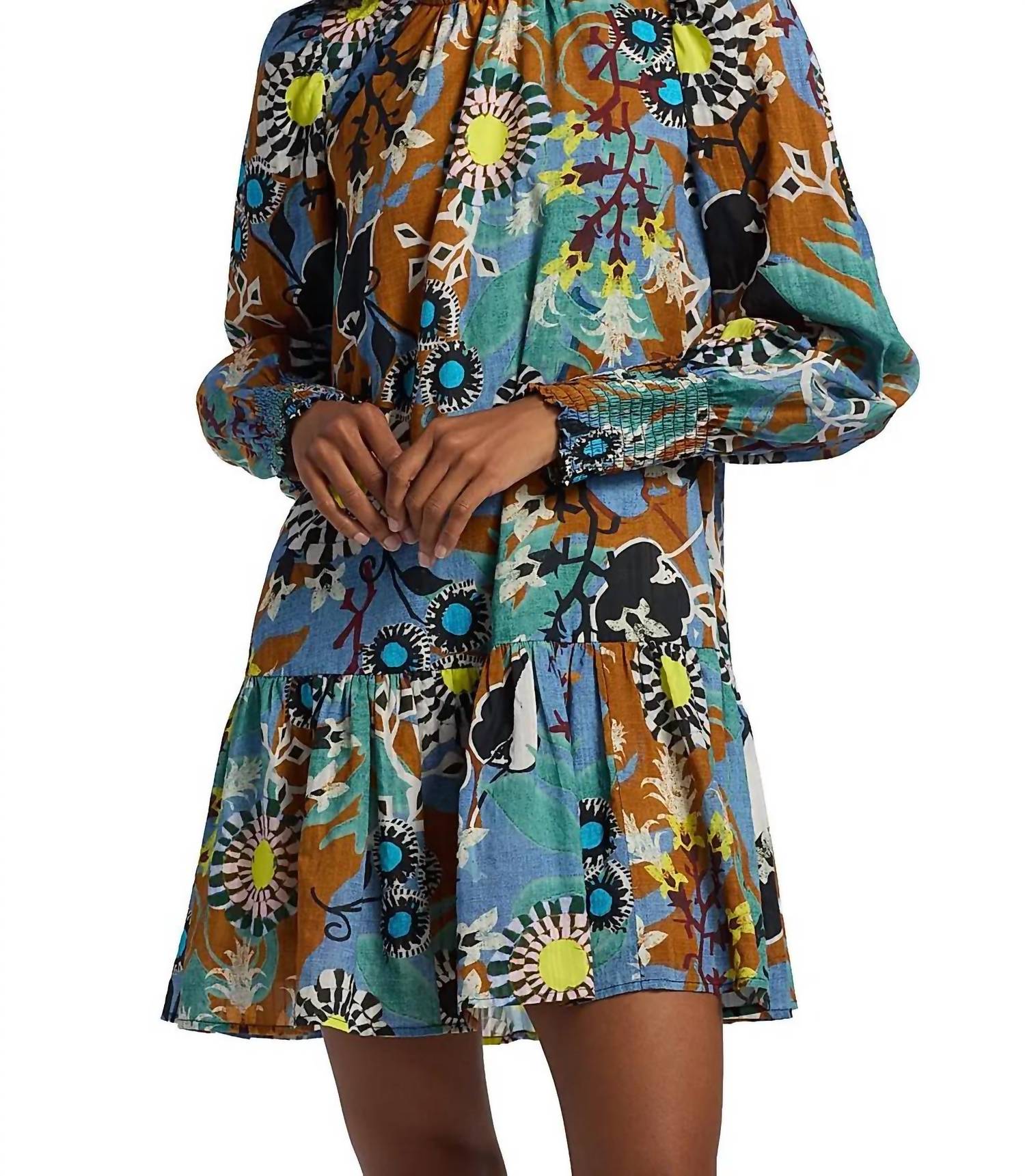 Marie Oliver Irena Floral Minidress in oasis - women's dress - detail view