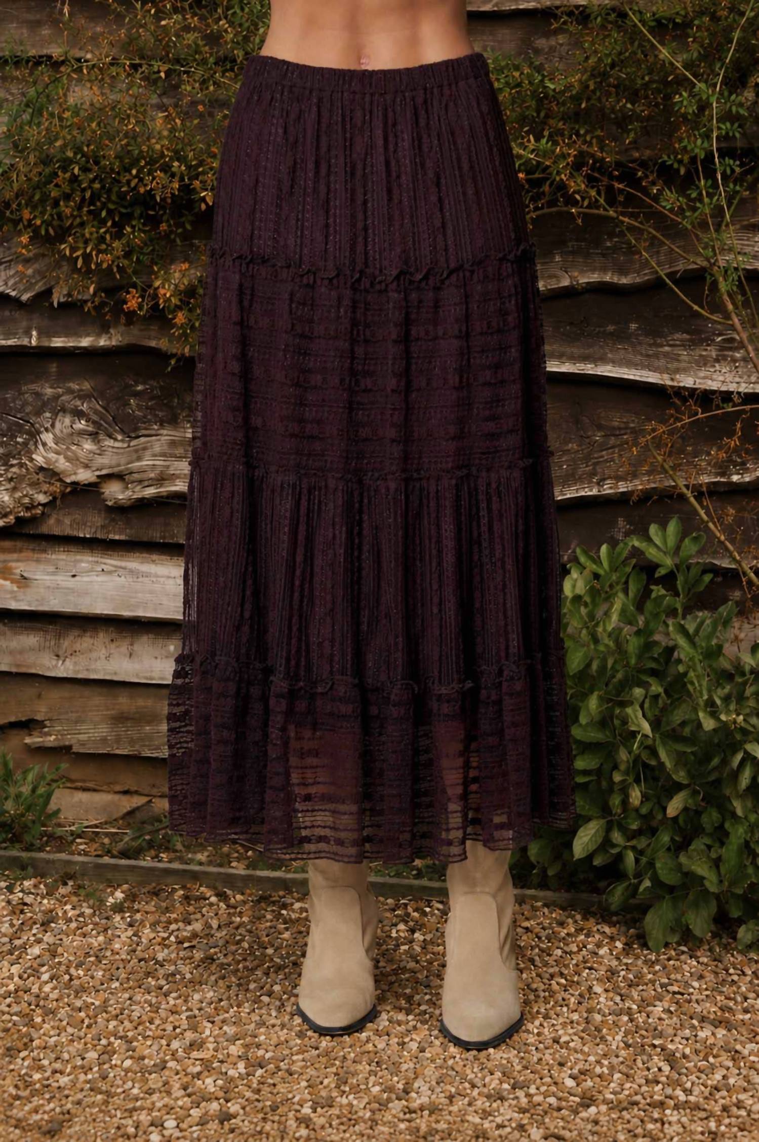 Blu Pepper - Textured Stripe Ruffle Tiered Midi Skirt