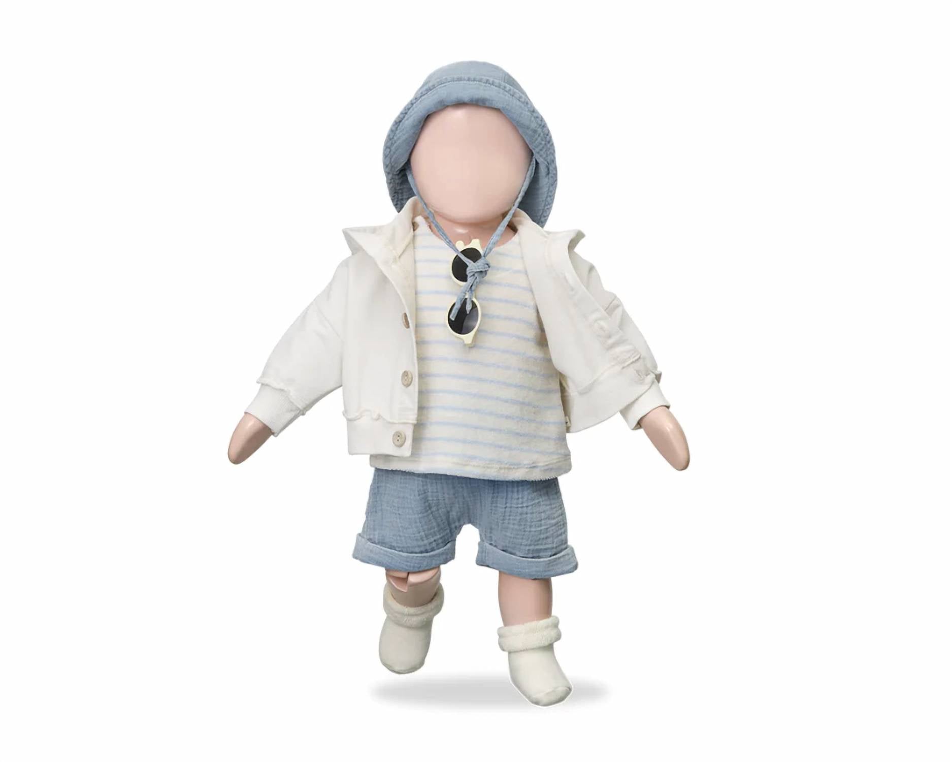 One More In The Family - Boy's Guido Top And Angelo Denim Shorts Set