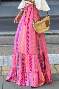 Pretty Bash - Chevron Tasseled Ruffle Maxi Skirt