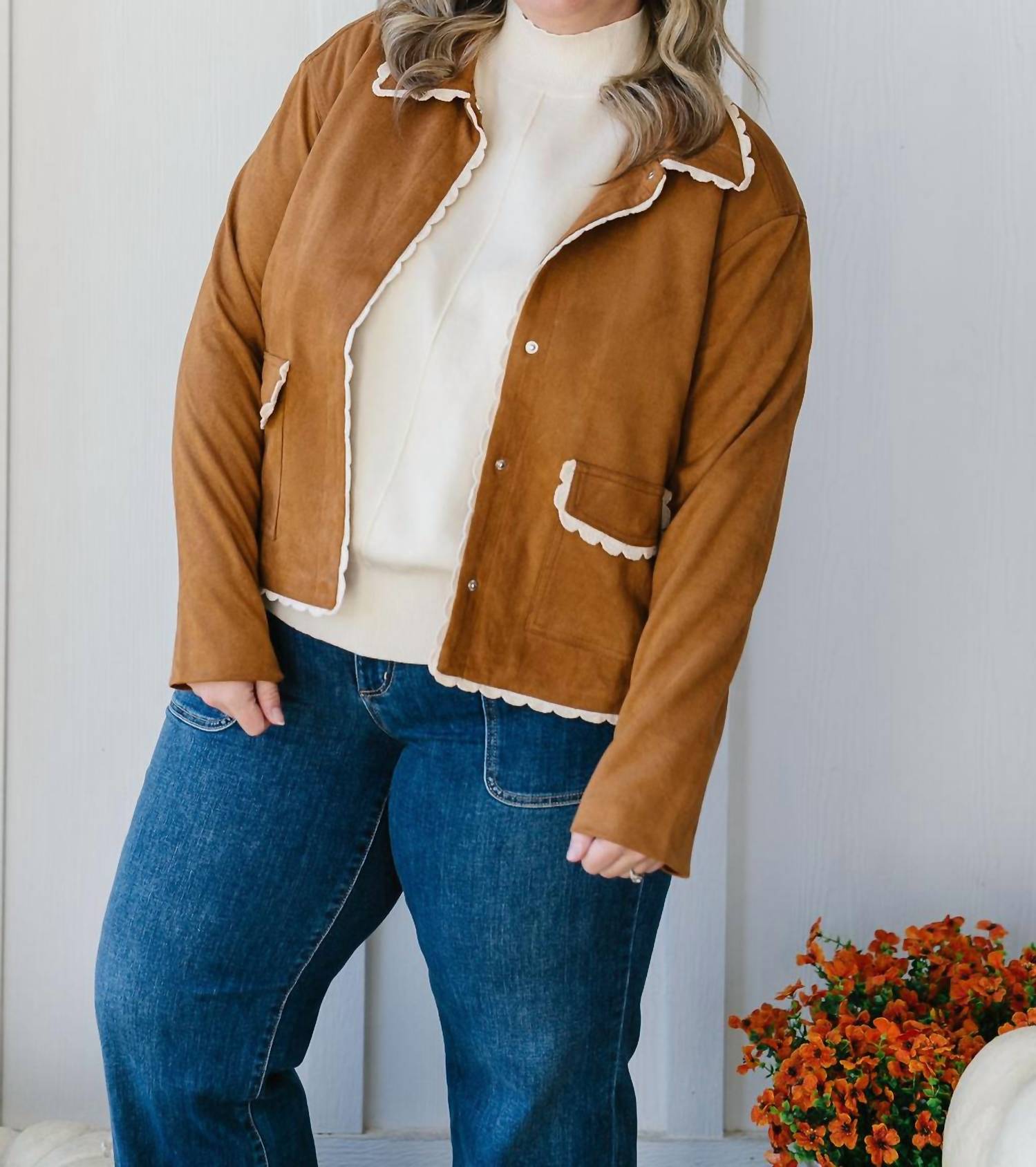 Polagram Meg Suede Jacket in camel - women's jacket - view 5
