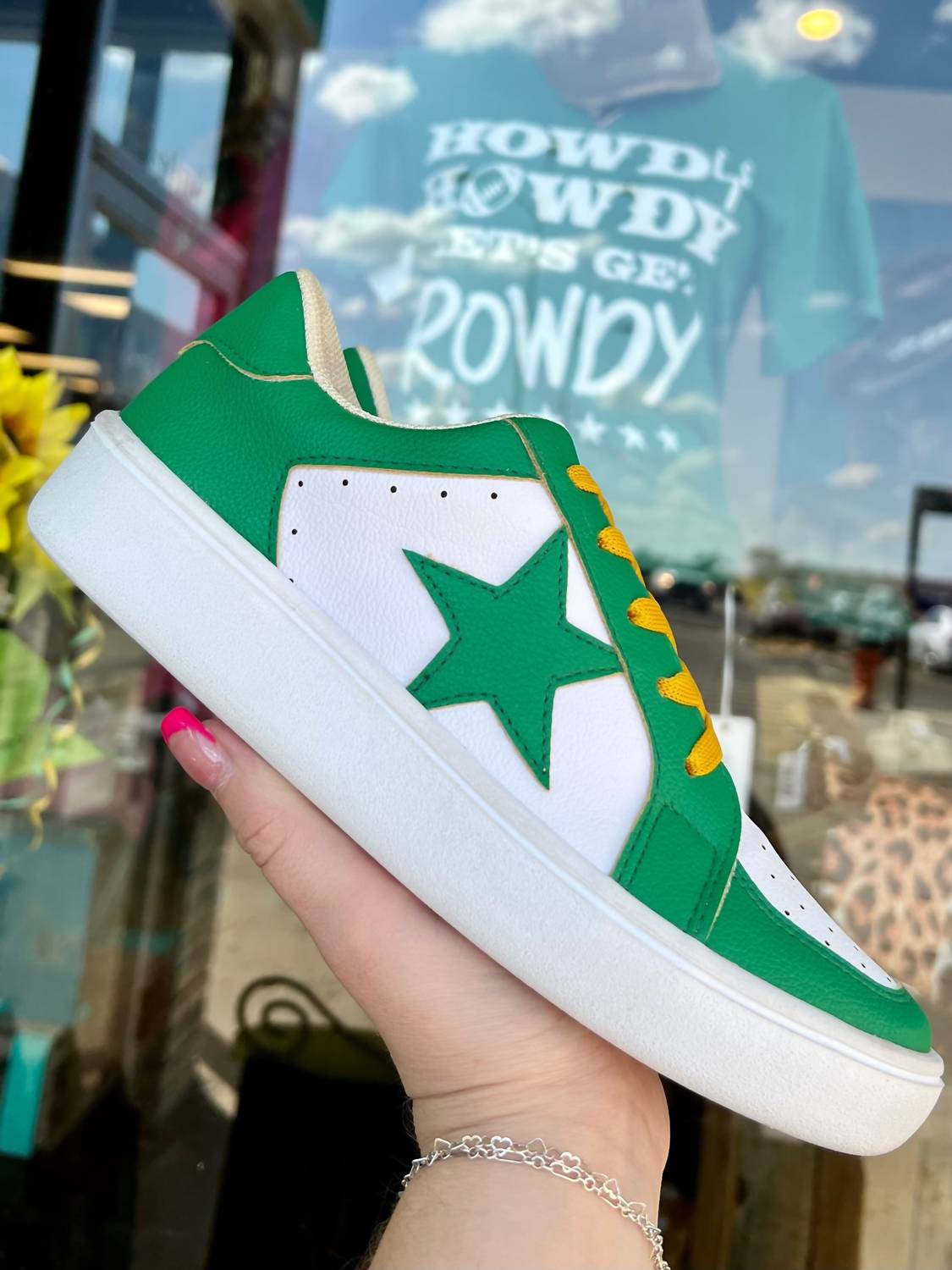 Maker's Unisex Game Day Sneakers in green yellow - women's sneaker - detail view