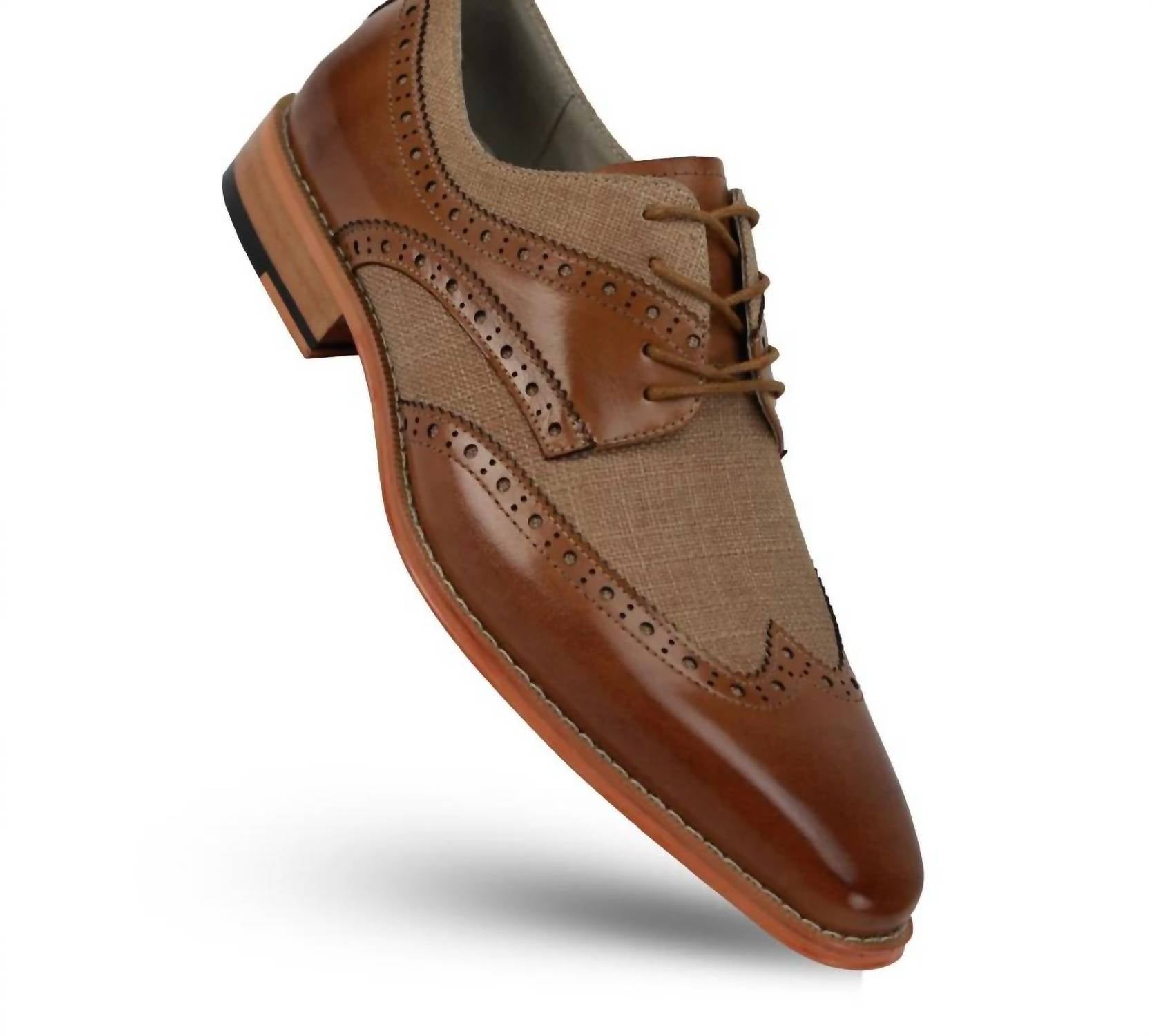 Giovanni Amato Men's Nico Leather Dress Shoes in tan - men's shoe - detail view