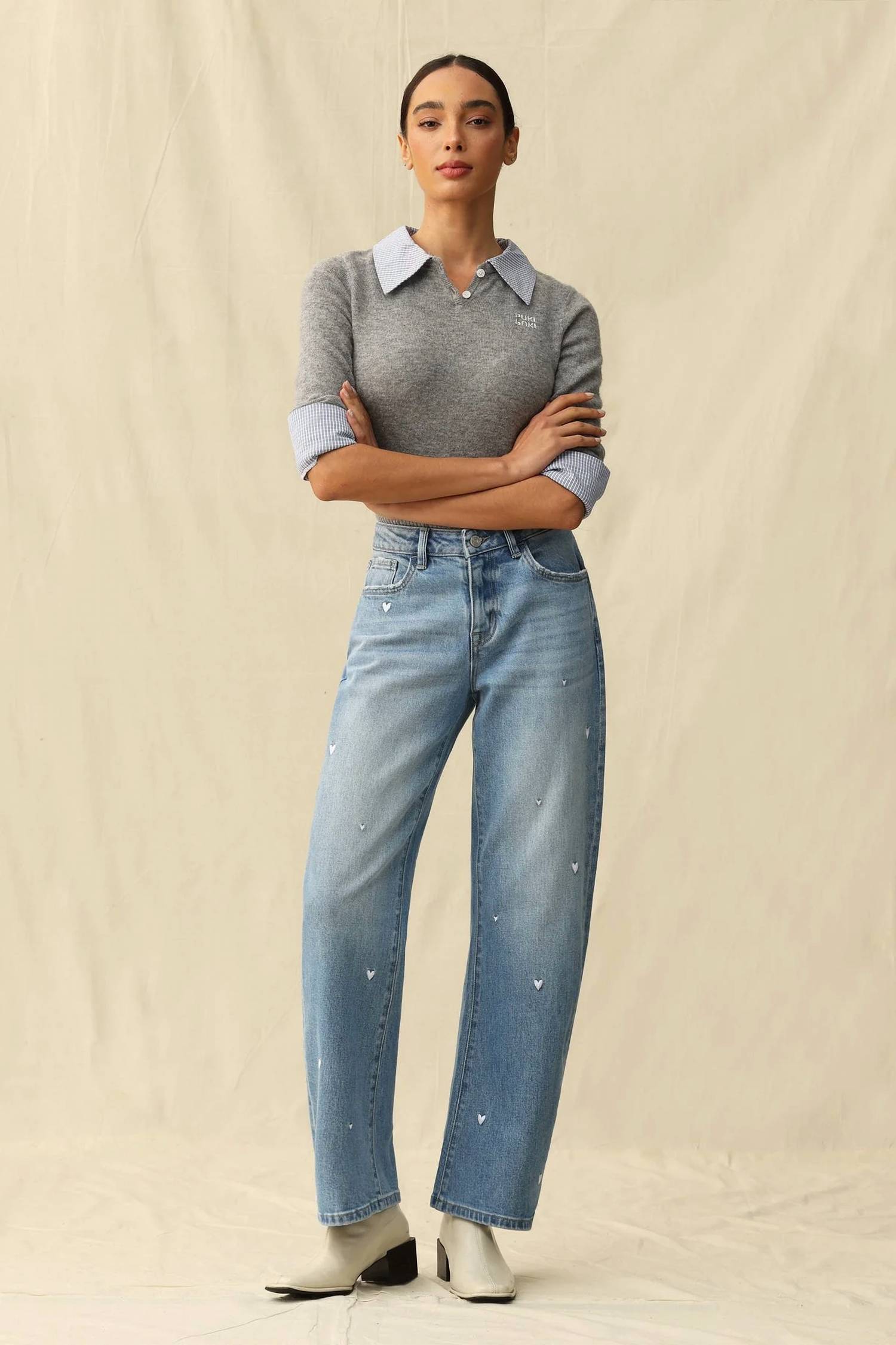 Bayeas - Flora Mid Rise Barrel Jeans