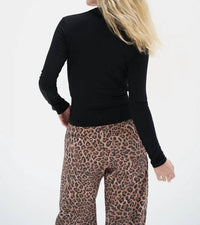 LNA Camryn Wrap Long Sleeve Top in black - women's blouse - detail view