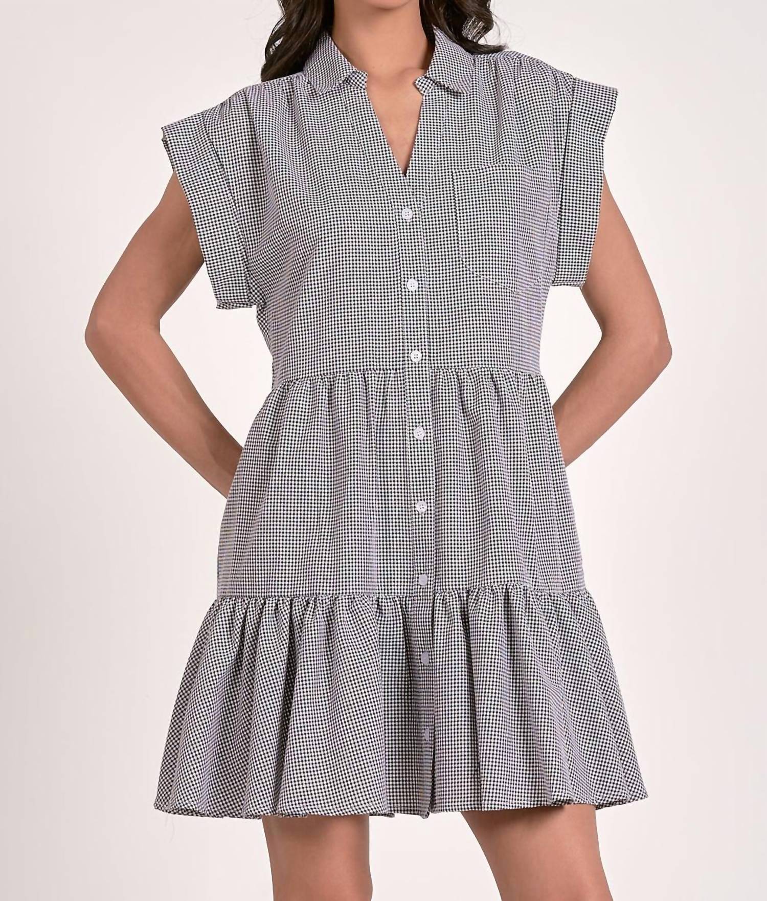 Elan - Cap Sleeve Button Down Dress