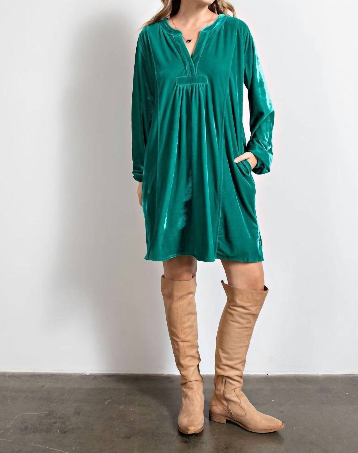 Easel - Rush Of Velvet Tunic Mini Dress