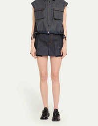 Sacai - Denim Box Pleat Shorts