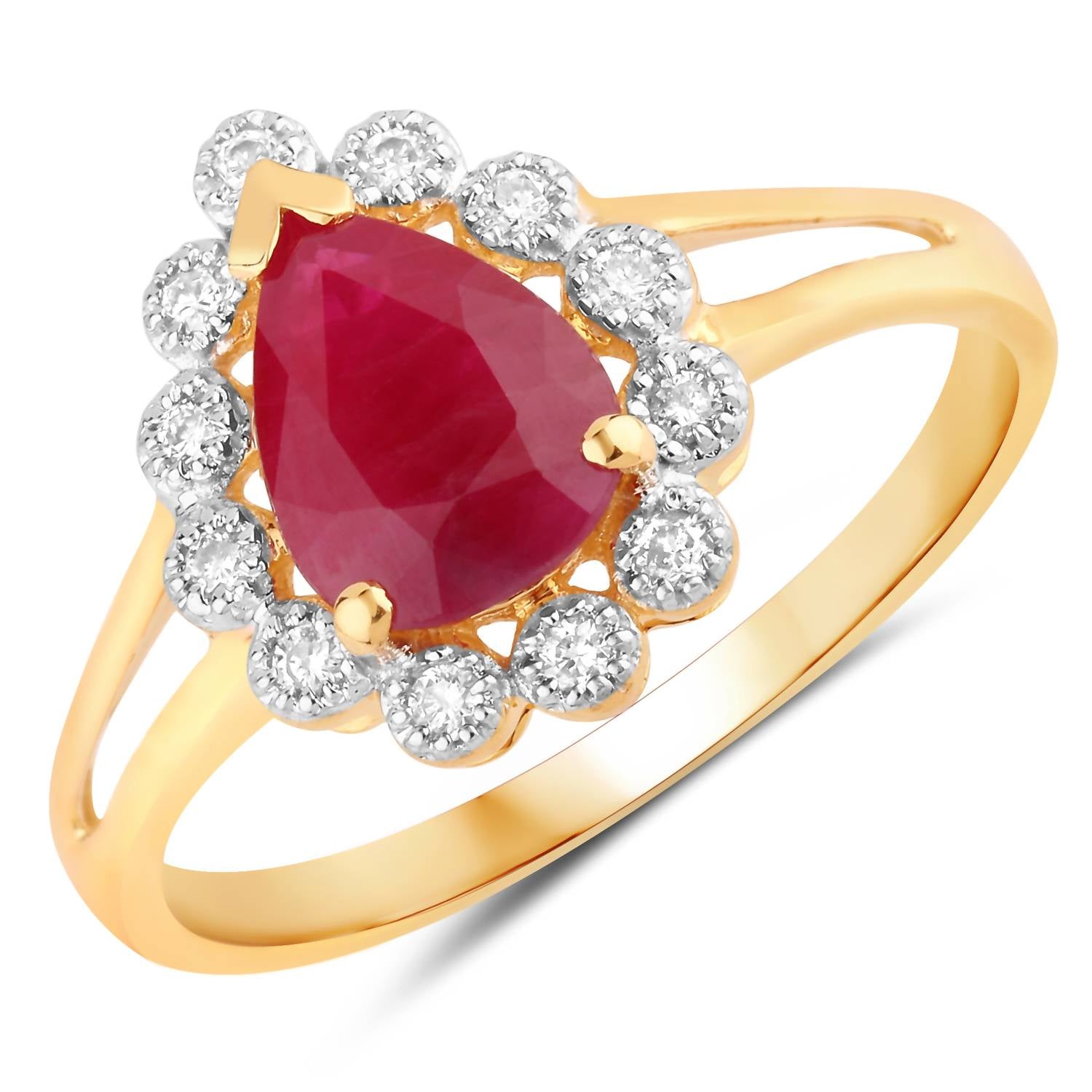 Diana M Jewels Women's Pear Natural Ruby Fashion Ring (1.31 Ct) - Petite in 14k yellow gold - women's jewelry